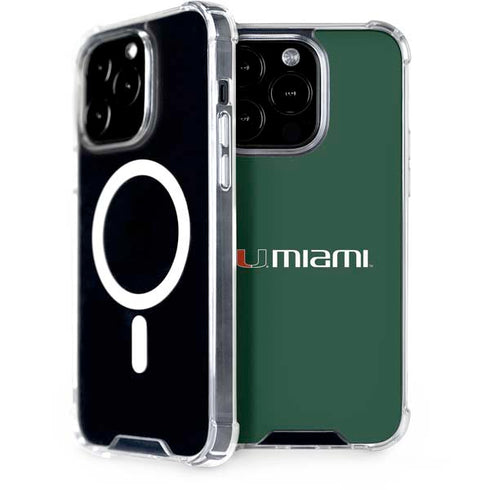 University of Miami Horizontal Mark on Green iPhone 15 Pro MagSafe Case