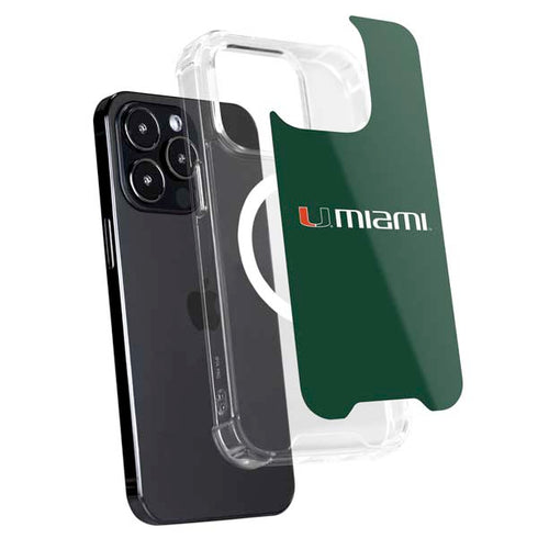 University of Miami Horizontal Mark on Green iPhone 15 Pro MagSafe Case