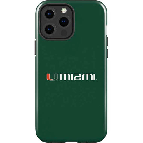 University of Miami Horizontal Mark on Green iPhone 15 Pro Max Impact Case