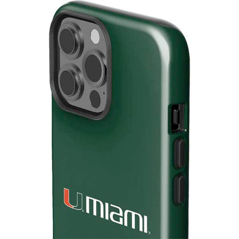 University of Miami Horizontal Mark on Green iPhone 14 Pro Max Impact Case