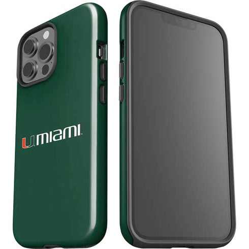 University of Miami Horizontal Mark on Green iPhone 14 Pro Max Impact Case