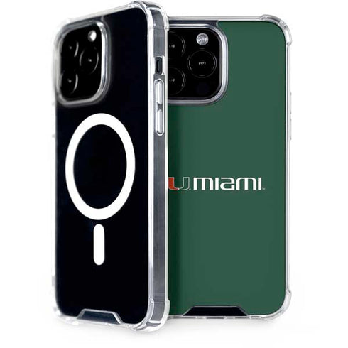 University of Miami Horizontal Mark on Green iPhone 14 Pro Max MagSafe Case