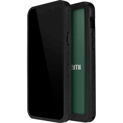 University of Miami Horizontal Mark on Green iPhone 14 Pro Waterproof Case