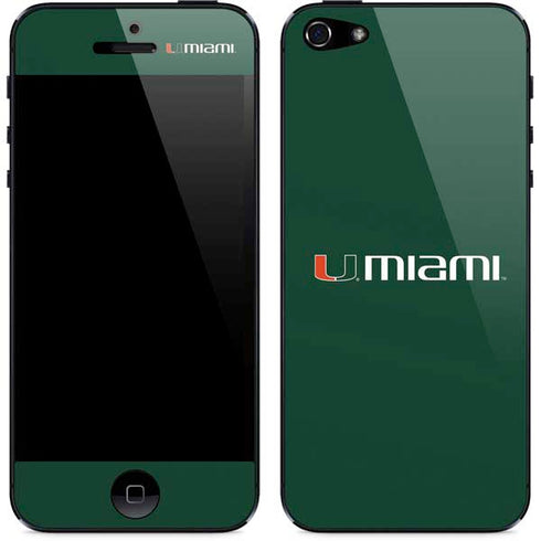 University of Miami Horizontal Mark on Green iPhone 5/5s/5SE Skin