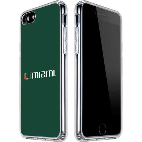 University of Miami Horizontal Mark on Green iPhone SE (2nd & 3rd Gen) Clear Case