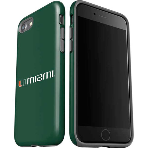 University of Miami Horizontal Mark on Green iPhone SE (2nd & 3rd Gen) Pro Case