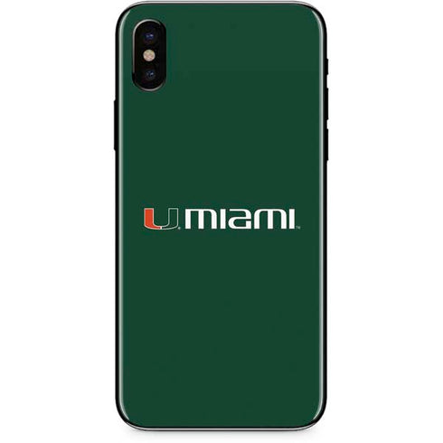 University of Miami Horizontal Mark on Green iPhone X Skin