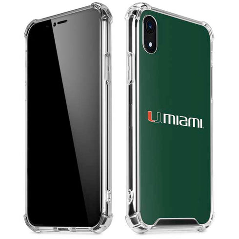 University of Miami Horizontal Mark on Green iPhone XR Clear Case