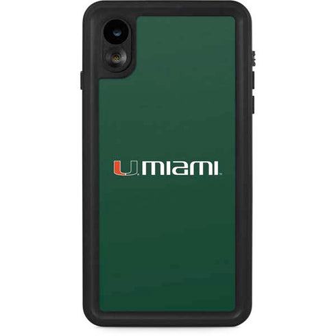 University of Miami Horizontal Mark on Green iPhone XR Waterproof Case