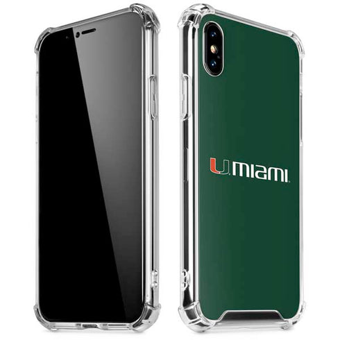 University of Miami Horizontal Mark on Green iPhone XS Max Clear Case