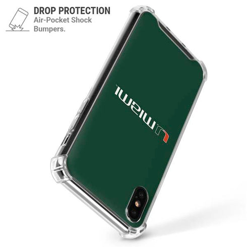University of Miami Horizontal Mark on Green iPhone XS Max Clear Case