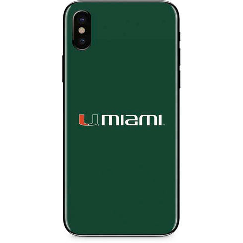 University of Miami Horizontal Mark on Green iPhone XS Max Skin