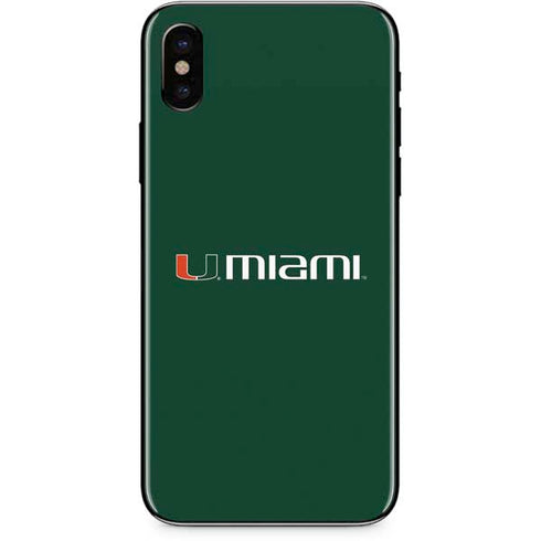 University of Miami Horizontal Mark on Green iPhone XS Skin