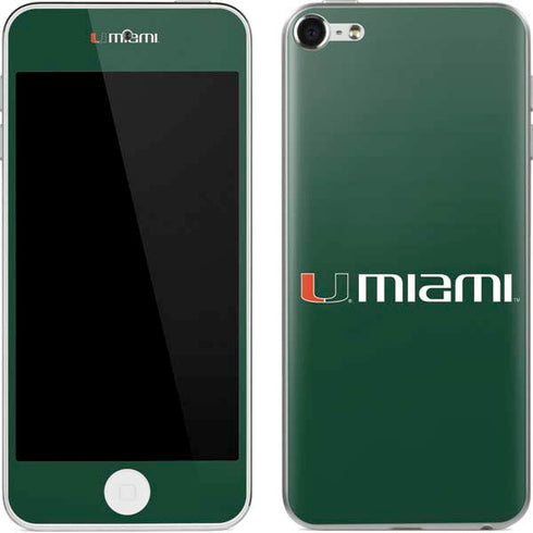 University of Miami Horizontal Mark on Green Apple iPod Skin