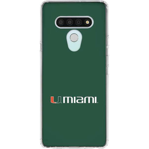 University of Miami Horizontal Mark on Green LG Stylo 6 Clear Case
