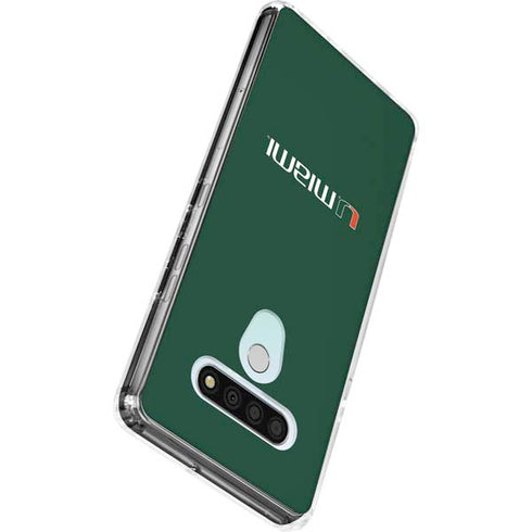 University of Miami Horizontal Mark on Green LG Stylo 6 Clear Case