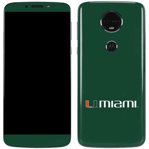University of Miami Horizontal Mark on Green Moto E5 Plus Skin
