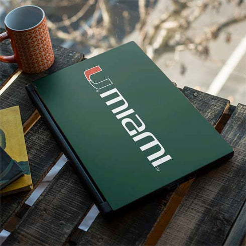 University of Miami Horizontal Mark on Green MSI GS65 Stealth Laptop Skin