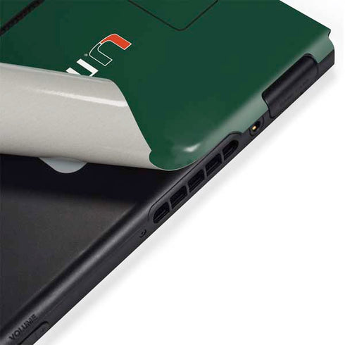 University of Miami Horizontal Mark on Green Nintendo Switch Bundle Skin