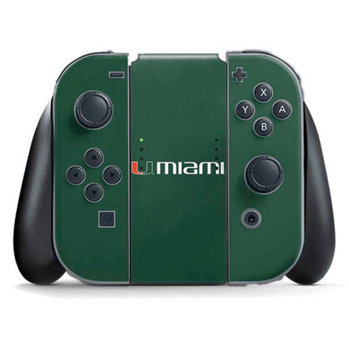 University of Miami Horizontal Mark on Green Nintendo Switch (2017-2021) Joy-Con Controller Skin