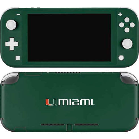 University of Miami Horizontal Mark on Green Nintendo Switch Lite Skin