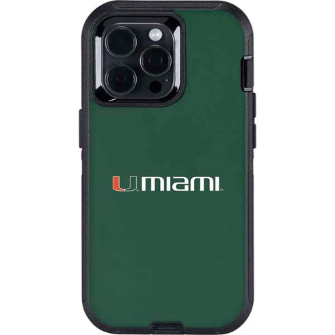 University of Miami Horizontal Mark on Green Otterbox Defender iPhone Skin