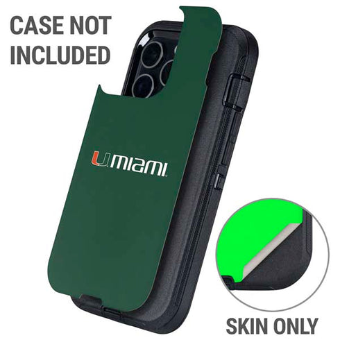 University of Miami Horizontal Mark on Green Otterbox Defender iPhone Skin