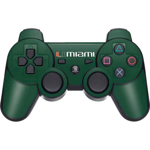 University of Miami Horizontal Mark on Green PS3 Dual Shock wireless controller Skin