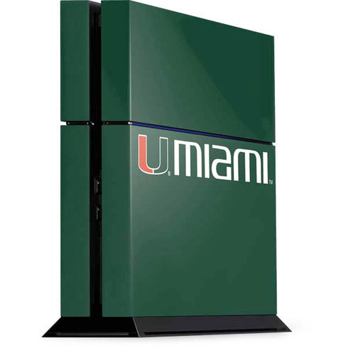 University of Miami Horizontal Mark on Green PS4 Console Skin