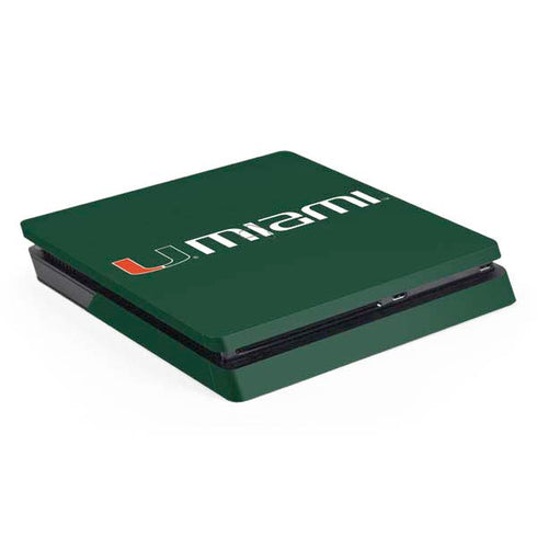 University of Miami Horizontal Mark on Green PS4 Slim Skin