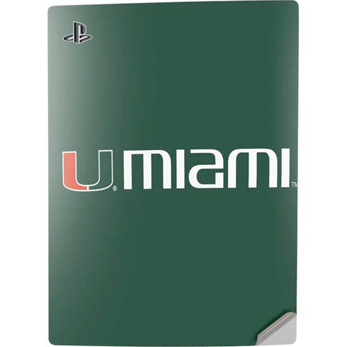 University of Miami Horizontal Mark on Green PS5 Digital Edition Console Skin
