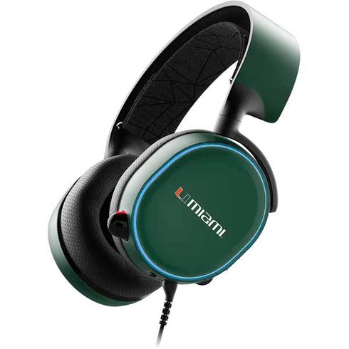 University of Miami Horizontal Mark on Green SteelSeries Arctis 3 Skin