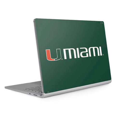 University of Miami Horizontal Mark on Green Surface Book 2 15in Skin