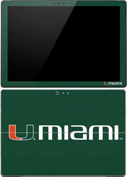 University of Miami Horizontal Mark on Green Surface Pro (2017) Skin