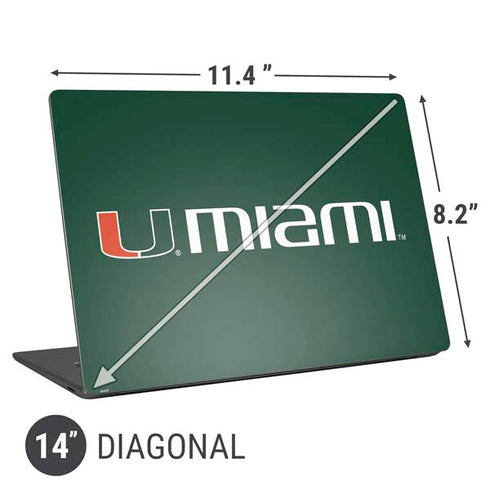 University of Miami Horizontal Mark on Green Universal Laptop 14in (11.4 x 8.2in) Skin