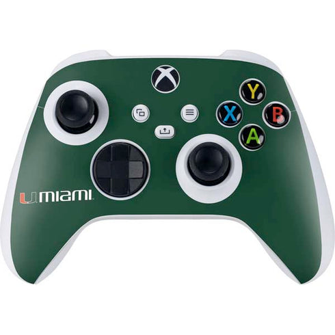 University of Miami Horizontal Mark on Green Xbox Series S Controller Skin