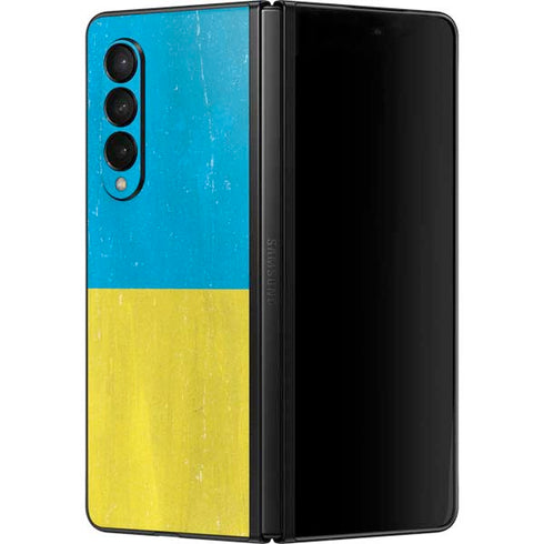 Ukraine Flag Distressed Galaxy Z Fold3 5G Skin