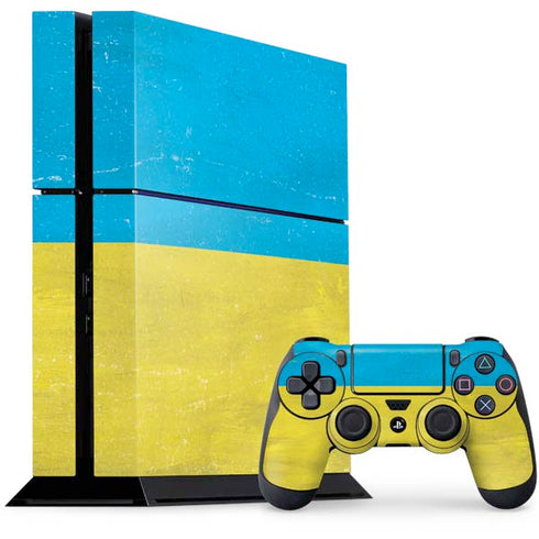 Ukraine Flag Distressed PS4 Console and Controller Bundle Skin