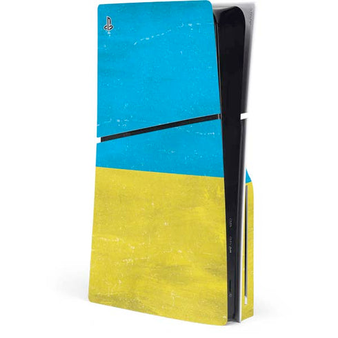 Ukraine Flag Distressed PS5 Slim Disk Console Skin