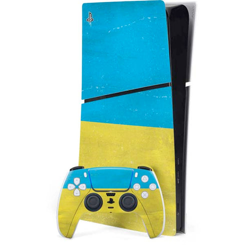 Ukraine Flag Distressed PS5 Slim Digital Edition Bundle Skin