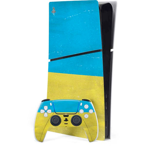 Ukraine Flag Distressed PS5 Slim Digital Edition Console Skin