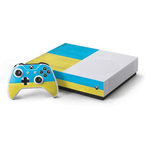 Ukraine Flag Distressed Xbox One S All-Digital Edition Bundle Skin