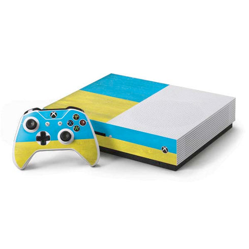 Ukraine Flag Distressed Xbox One S Console and Controller Bundle Skin