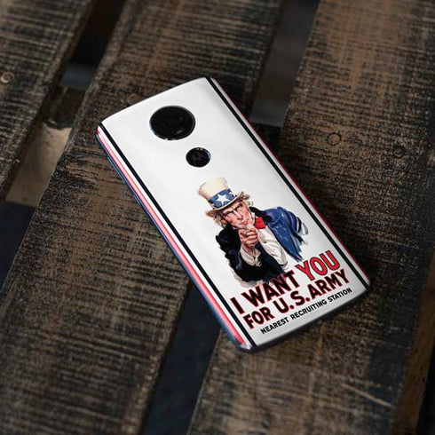 Uncle Sam Vintage War Poster Moto E5 Plus Skin