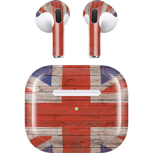 United Kingdom Flag Dark Wood Apple AirPods (3rd Gen 2021) Skin