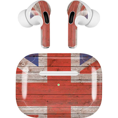 United Kingdom Flag Dark Wood Apple AirPods Pro Skin