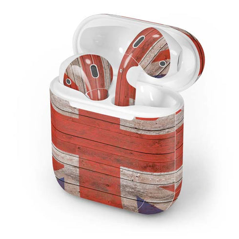 United Kingdom Flag Dark Wood Apple AirPods Skin