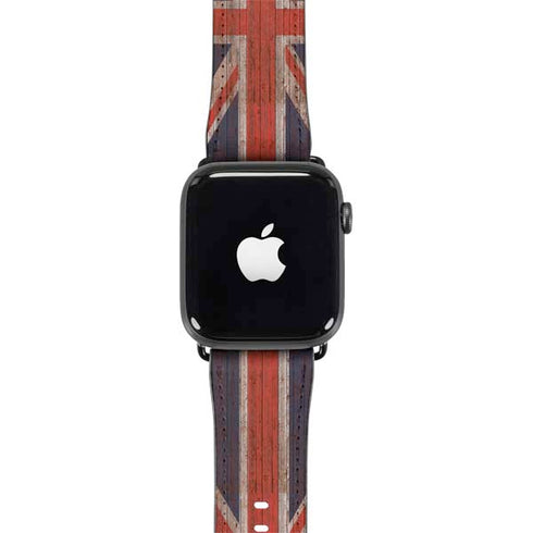 United Kingdom Flag Dark Wood Apple Watch Band 42-44mm