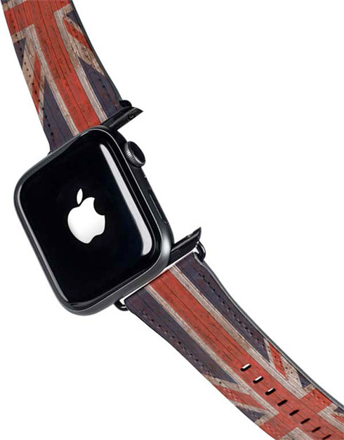 United Kingdom Flag Dark Wood Apple Watch Band 42-44mm