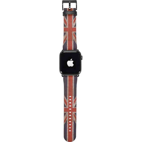 United Kingdom Flag Dark Wood Apple Watch Band 42-44mm